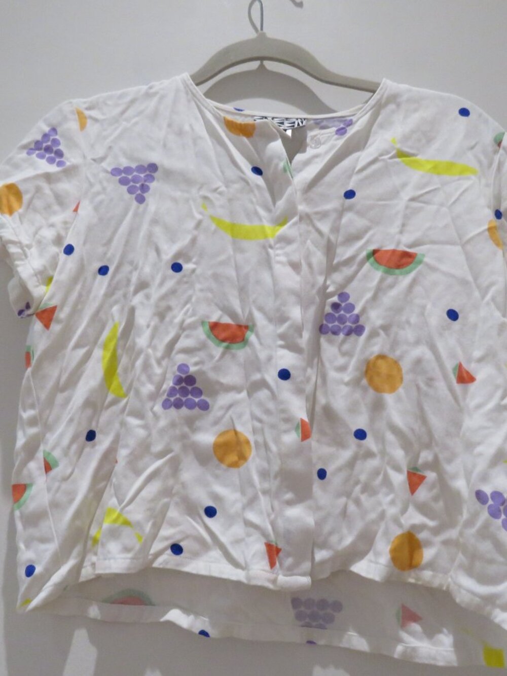 DUSEN DUSEN Fruit Stand Cropped Shirt Top XS Novelty Abstract Avant Garde - Picture 8 of 13